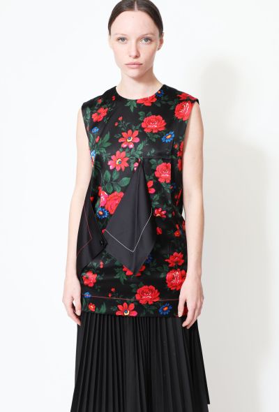 Céline S/S 2015 Floral Satin Draped Top - 1