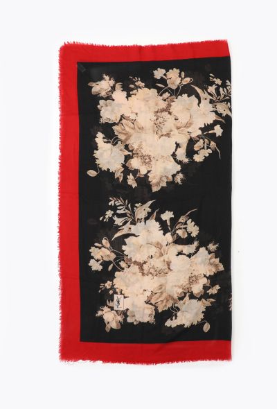 Saint Laurent Vintage Fringed Floral Scarf - 2