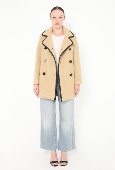 Balenciaga Early 2000s Felted Leather Trim Peacoat - 1
