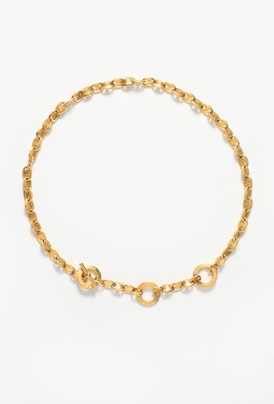 Céline 1991 Embossed Triomphe Chainlink Belt - 1