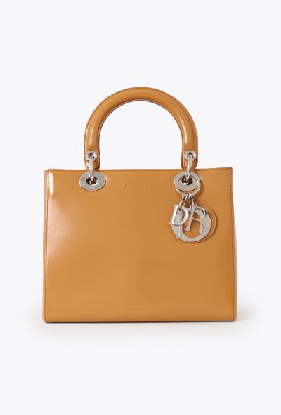 Dior Camel Patent Medium Lady Dior - 1