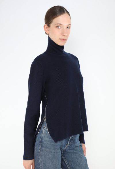 Céline Navy Turtleneck Zip Sweater - 1