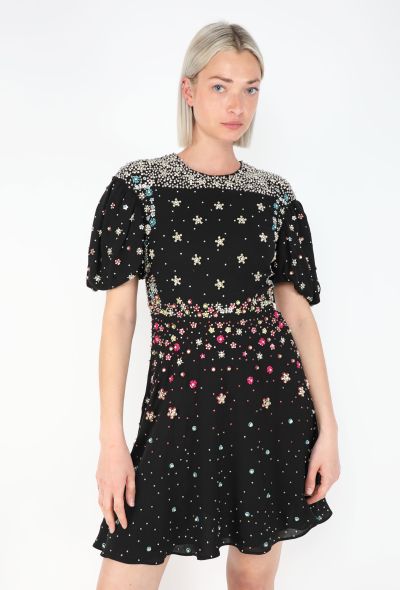 Valentino Floral-Embroidered Silk Dress - 1
