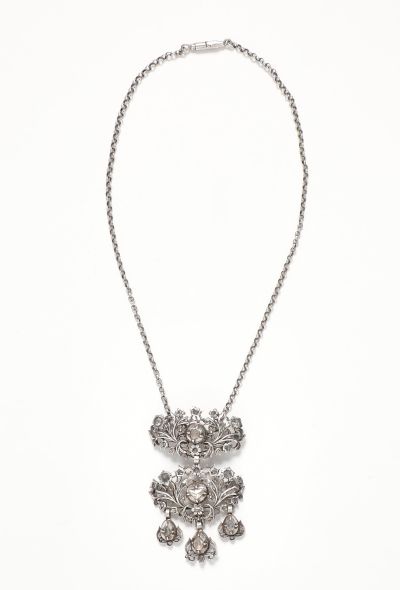 Vintage Fine Jewelry Silver & Diamonds Butterfly Cross Necklace - 2