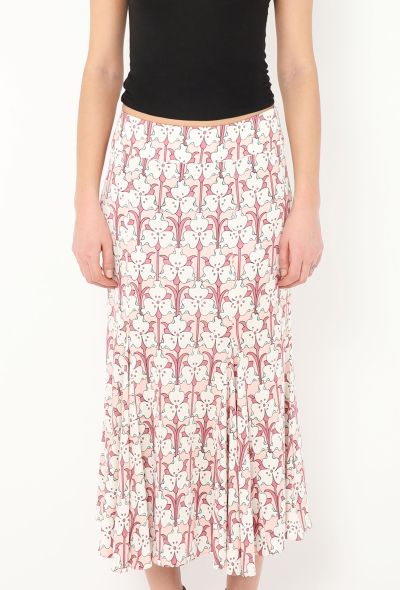 Prada Flared Floral Silk Skirt - 2