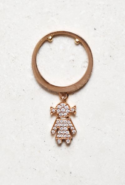 Modern Fine Jewelry 18k Pink Gold & Diamond Little Girl Charm Ring - 1