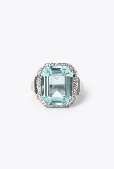 Vintage Fine Jewelry Exquisite 1930s Platinum & Aquamarine Ring - 1