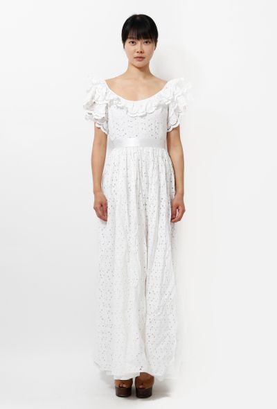 70s Eyelet Lace  Dress - 1