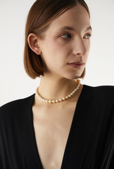 Vintage Fine Jewelry Cultured Pearl Necklace with Diamond Clasp, 1950s - 2