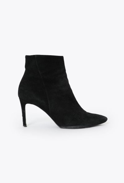 Saint Laurent Suede Stiletto Ankle Boots - 1
