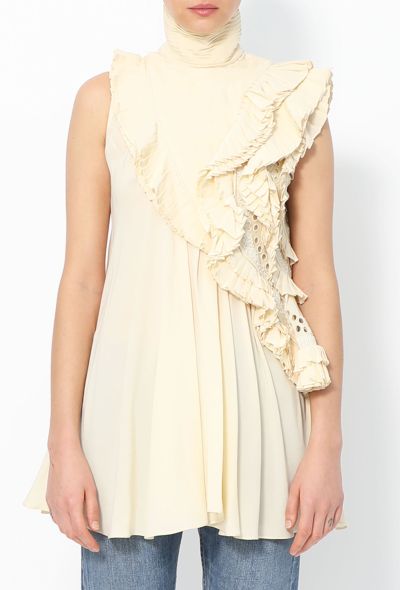 Givenchy Embroidered Ruffled Silk Tunic - 1