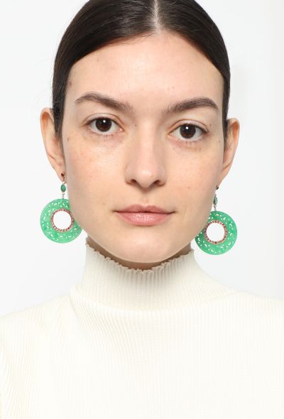 Vintage Fine Jewelry 18k Yellow Gold & Jade Earrings - 2