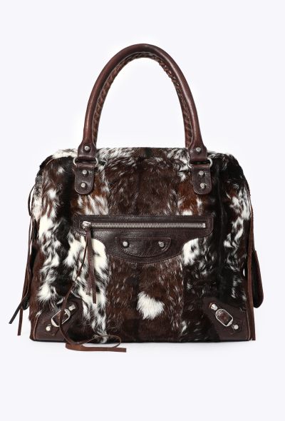 Balenciaga Motocross Pony Hair Bowling Bag - 1