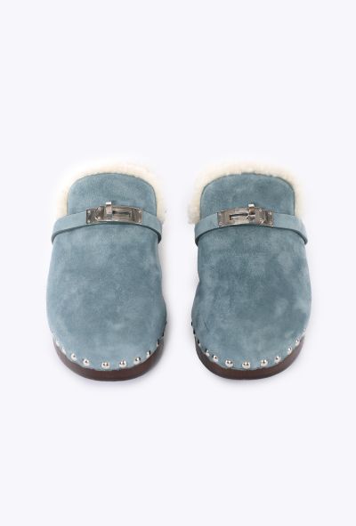 Hermès Suede Shearling Carlotta Mules, 2022 - 2