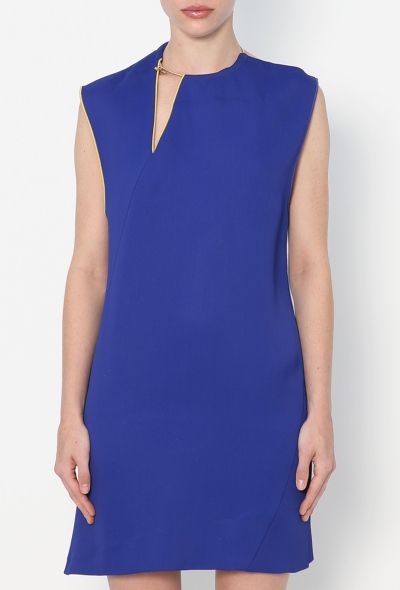Céline 2014 Metallic Collar Shift Dress – Indigo Blue - 2