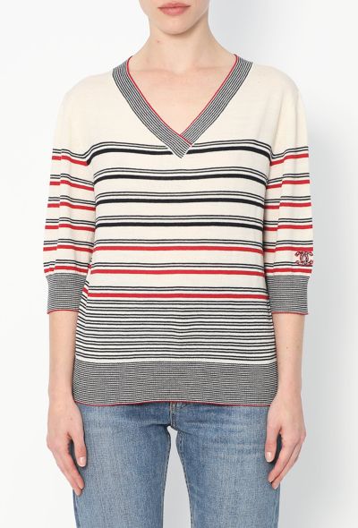 Chanel Striped 'CC' Knit Top - 1