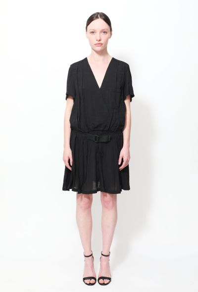 Balenciaga V-Neck Belted Cotton Dress - 1