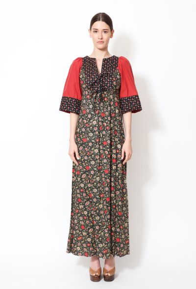 70s Floral Quilted Day Dress - 1