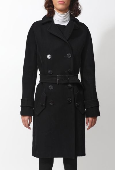 Classic Belted Black Trench Coat - 2