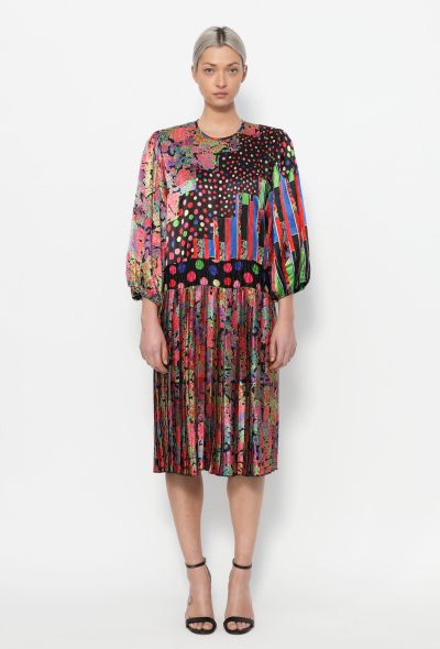 Diane Freis '80s Pleated Georgette Dress - 1