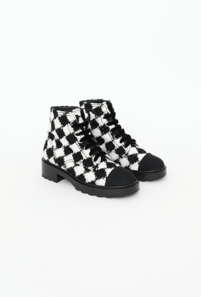 Chanel 2021 Grosgrain Tweed 'CC' Boots - 2