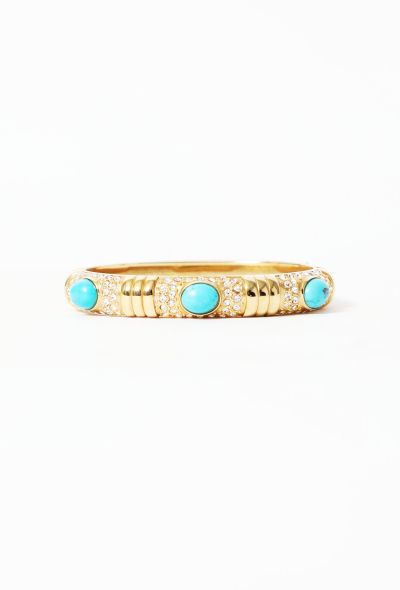 Kenneth Jay Lane Turquoise & Strass Cabochon Bracelet - 1