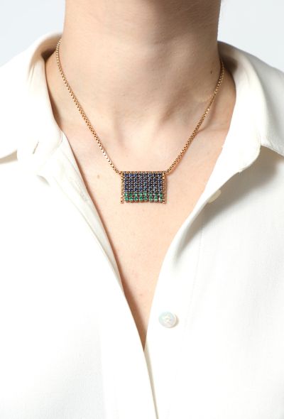 Vintage Fine Jewelry 18k Gold, Sapphire & Emerald Fringe Necklace - 2