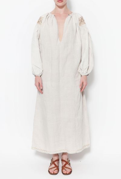World Treasures Authentic Embroidered Linen Tunic Ivory - 2