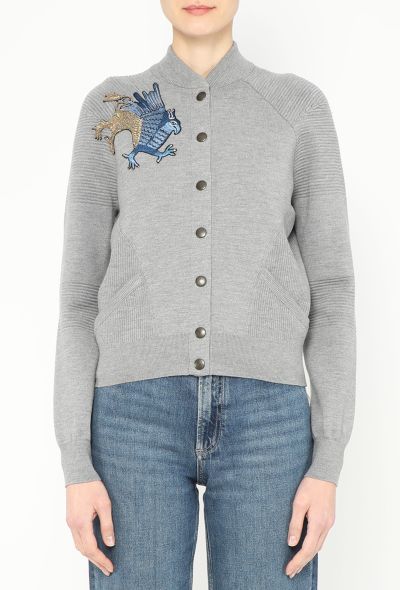 Alexander McQueen Embroidered Griffin Ribbed Cardigan - 2
