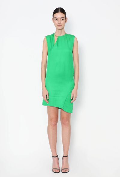 Céline 2014 Metallic Collar Shift Dress – Green - 1