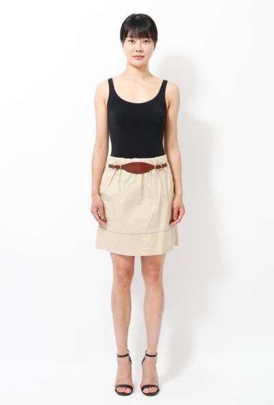 Céline Khaki Belted Elasticated Cotton Skirt - 1