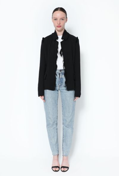 Saint Laurent Tom Ford Frayed Trim Silk Jacket - 1