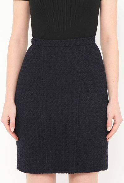 Chanel '90s Navy Classic Tweed Skirt - 2