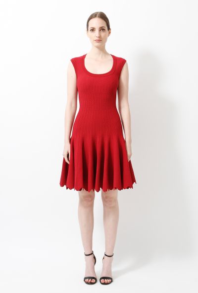 Alaïa S/S 2012 Textured Ruffled Flared Dress Red - 1