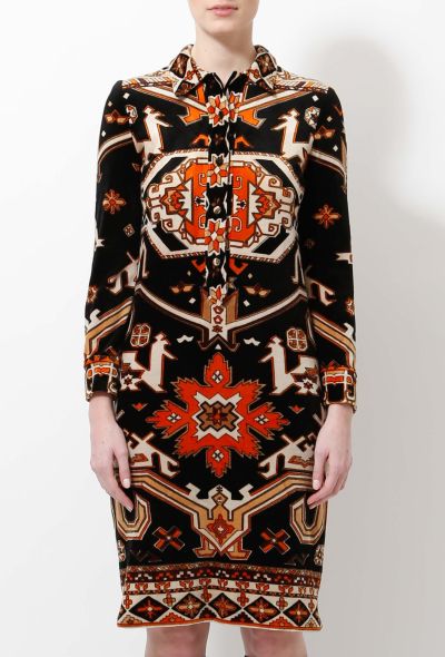 Exquisite Vintage Leonard '60s Graphic Velvet Shirt Dress - 2
