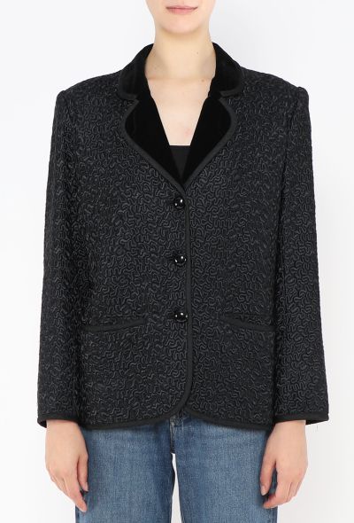 Saint Laurent '70s Velvet Trim Textured Blazer - 1