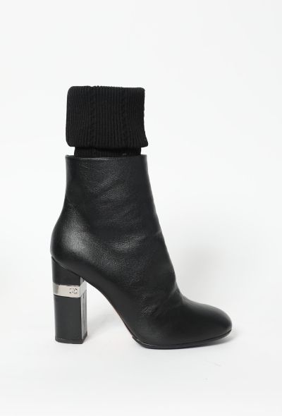 Chanel Leather 'CC' Sock Boots - 1