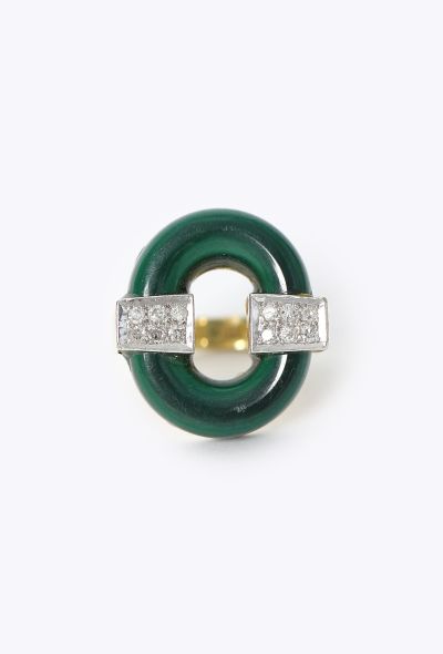 Vintage Fine Jewelry Vintage Abstract 14K Yellow Gold & Malachite Ring - 1