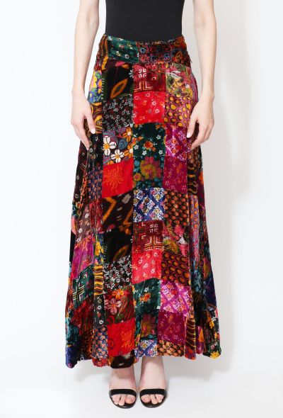Velvet Patchwork Maxi Skirt - 2
