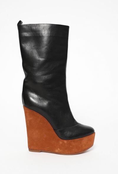 Céline Suede Wedge Leather Boots - 1
