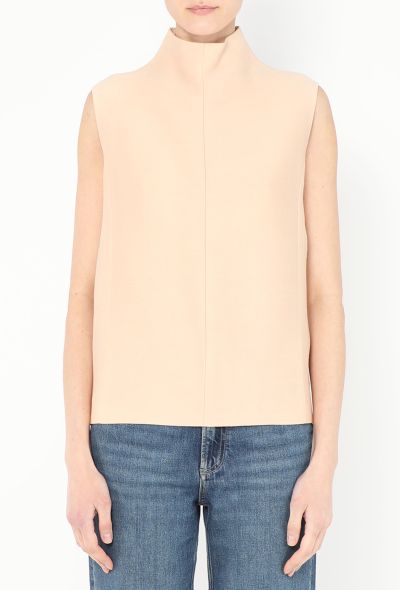 Céline Silk Piqué Mock-Neck Top - 1