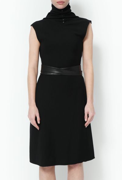 Alaïa Belted Turtleneck Knit Dress - 1