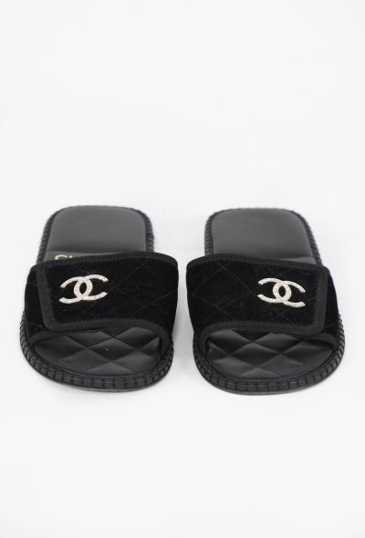 Chanel Quilted Velvet 'CC' Slides, 2023 - 2