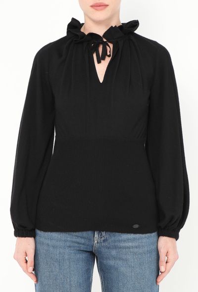 Chanel 2006 Ruffled Trim Cashmere Sweater - 1