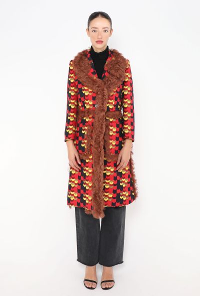 Prada F/W 2014 Graphic Shearling Trim Coat - 1