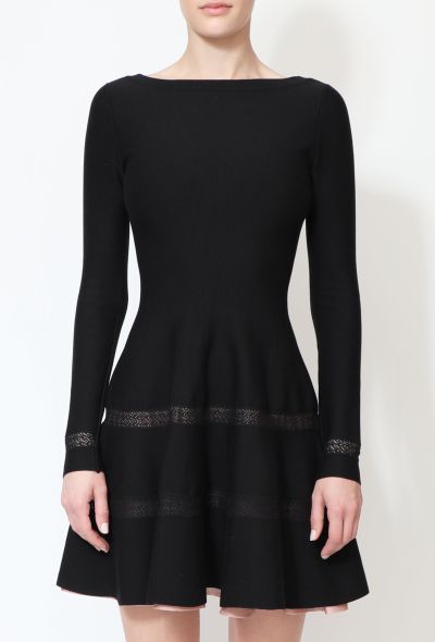 Alaïa Crochet Cut-Out Flared Skater Dress - 2