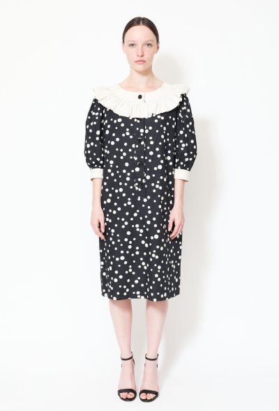 Saint Laurent 70s Polka Dot Smock Dress Navy - 1