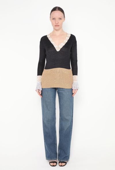 Rodarte Crochet Trim Silk Sweater - 2