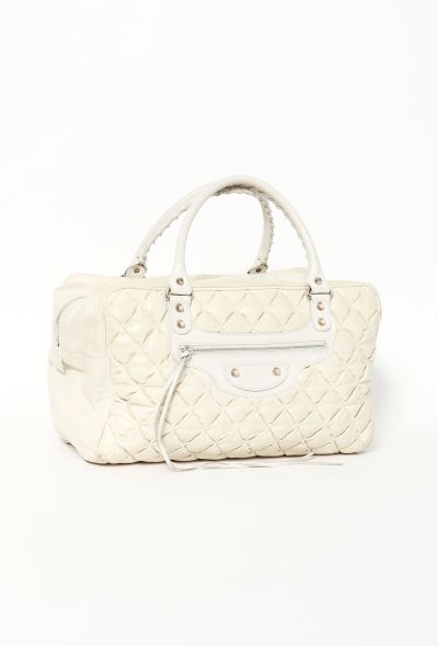 Balenciaga Motocross Quilted Bowling Bag White - 2