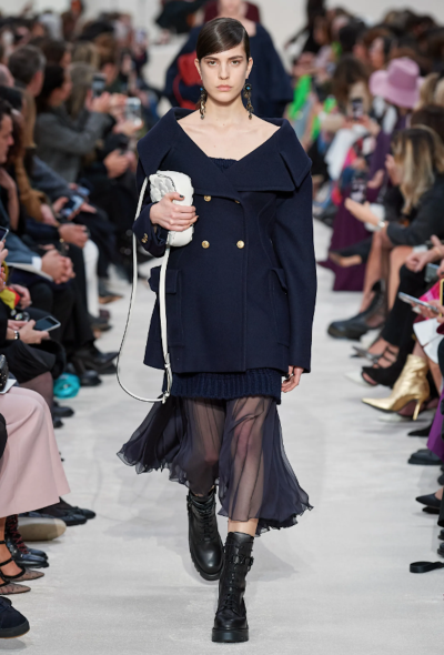 Valentino F/W 2020 Portrait Neckline Wool Peacoat - 2